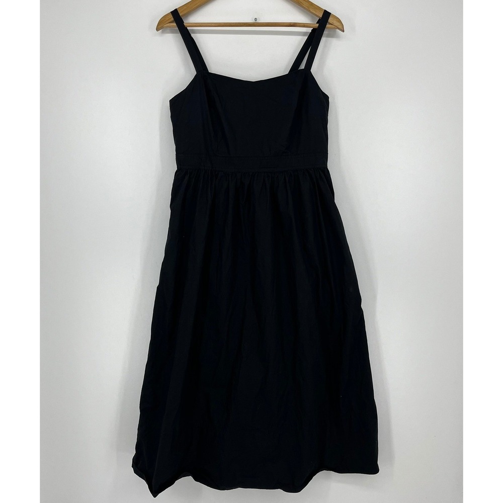 Well Worn Womens Black Cotton Smocked Back Midi Dress Size M